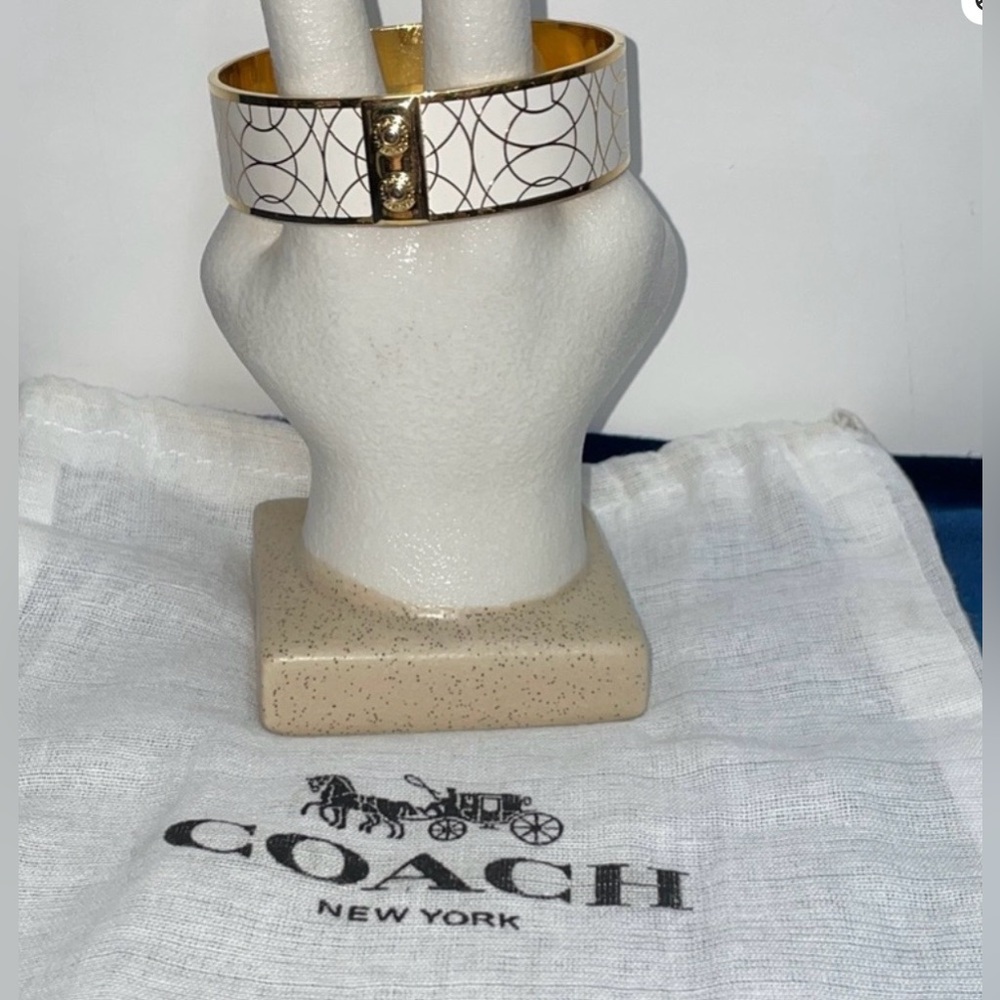 Coach Gold and White Patterned Bangle